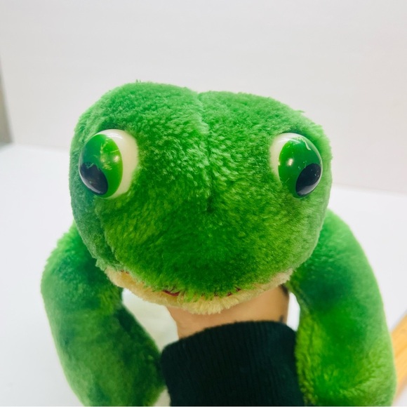 vintage green frog 80s croaking frog made in korea 11 inch - Picture 13 of 13